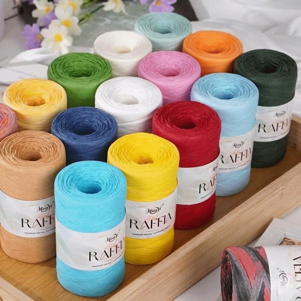 DIY Raffia Yarn Multi-Colored Lafite Grass Rope DIY Crochet Yarn Knitting Hats Bag