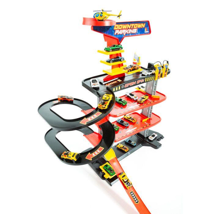 Molto Downtown 4-Story XL Toy Garage with Spiral Ramp. Garage with Service Station and Ramps. Children's Toy
