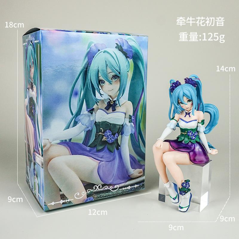 Hatsune Miku Cuteanime Figure Sitting Beauty Girl Ornament Kawaii Action Figure Pvc Room Decor Collectible Model Doll Toy Gifts
