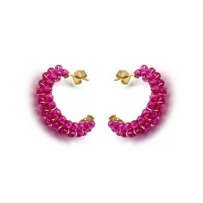 Boucles d'oreilles Luxenter en argent 925 et cristal rose 18k - Siran