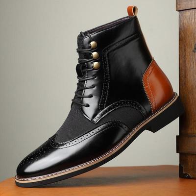 Botas de caña alta para hombre Estilo británico Puntiagudas de cuero Moda Botas de vestir de negocios para hombre Botines casuales Zapatos Brogue