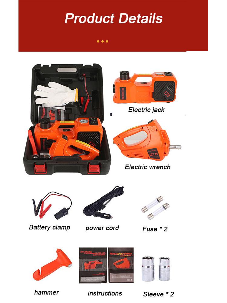 Zestaw 5-tonowego elektrycznego podnośnika samochodowego z pompką powietrza 12V i kluczem