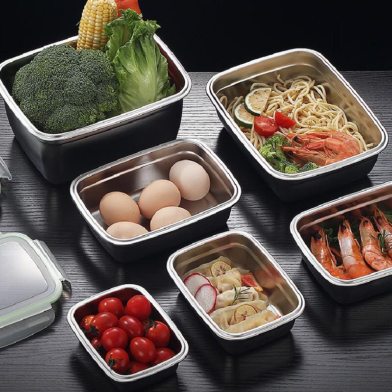 ZISIZ 304 Stainless Steel Rectangular Food Storage Container
