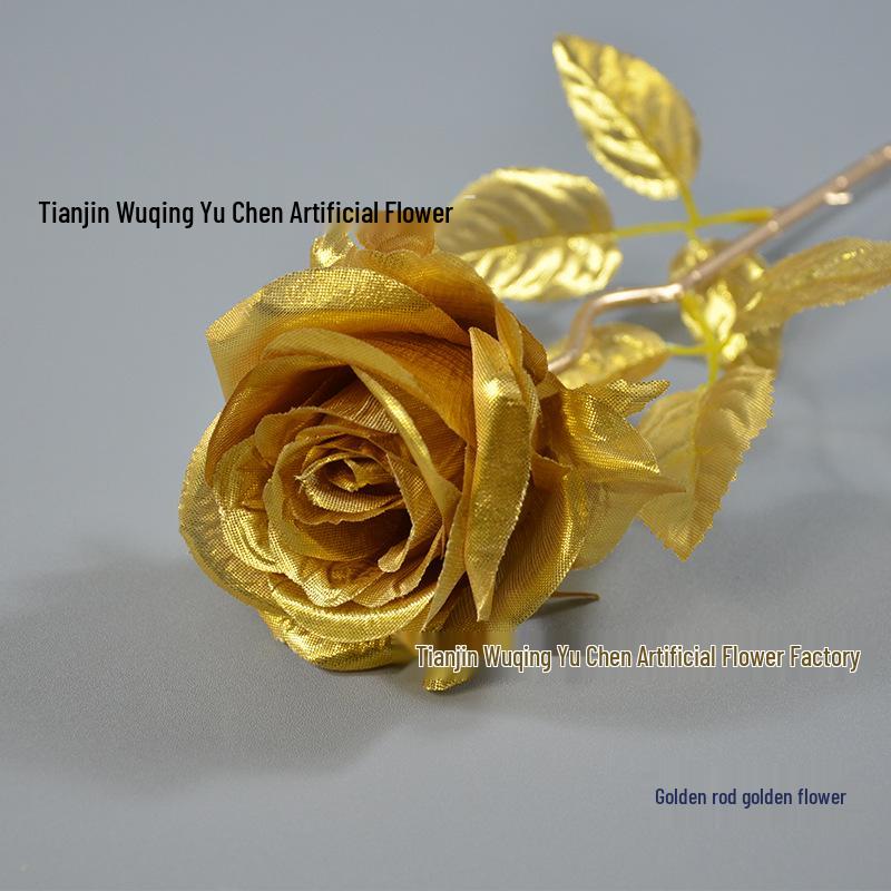 Black Gold Silk Rose Decoration - Single Stem, Hot Selling, Bar Decor