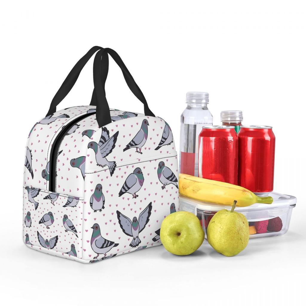 Cute Cartoon Pigeons Pack Insulated Lunch Bag for Women Office Cooler Thermal Food Box Tote Portable Lunch Boxes Container