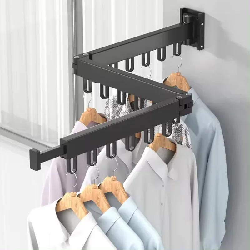 Suszarka do ubrań montowana na ścianie, aluminiowy wieszak chowany, oszczędzający miejsce składany stojak na suszarkę do balkonu, salonu, pralni