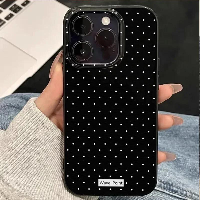 Minimalist Black White Polka Dot Phone Case for iPhone17 16 15 14 13 12 11 Pro Max Aesthetic Dot Shockproof Cover for WomenGirls