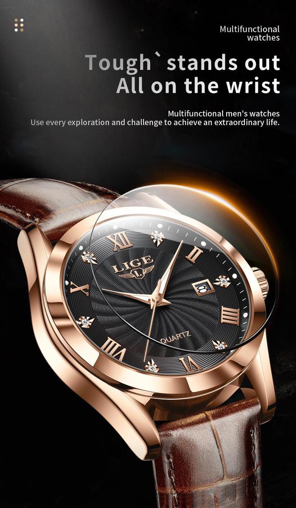 Men's Fashionable Waterproof Quartz Watch with Calendar & Luminous Features