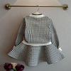 Toddler Kids Baby Girls Outfit Clothes Plaid Knitted Sweater Coat Tops+Skirt Set