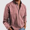 2024 European & American Men's Retro Solid Color Lapel Long Sleeve Shirt