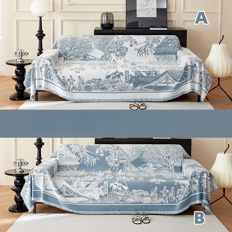 Chinese Style Sofa Towel Chenille Sofa Cover Cloth Four Seasons Anti-cat Scratch AB Surface Sofa Cover Sofa Blanket