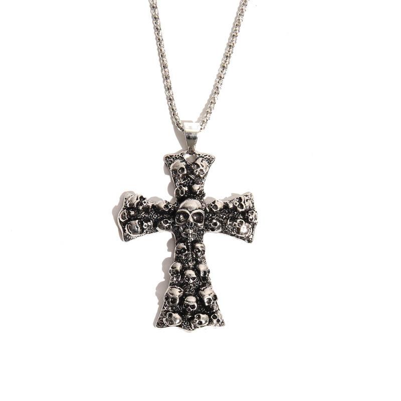 

Fashionable Skull Cross Pendant Necklace With Alluring Alloy Design For Unisex Styles