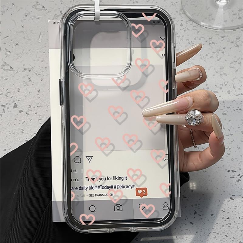 Love Heart Phone Case For iPhone 17 Case iPhone 13 16 15 11 12 14 Pro Max 17 Air Silicone 2 IN 1 Shockproof Soft Clear Cover