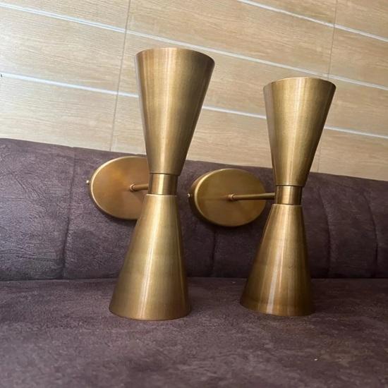 Mid Century Modern Double Cone Wall Sconce Minimalist Vanity Light