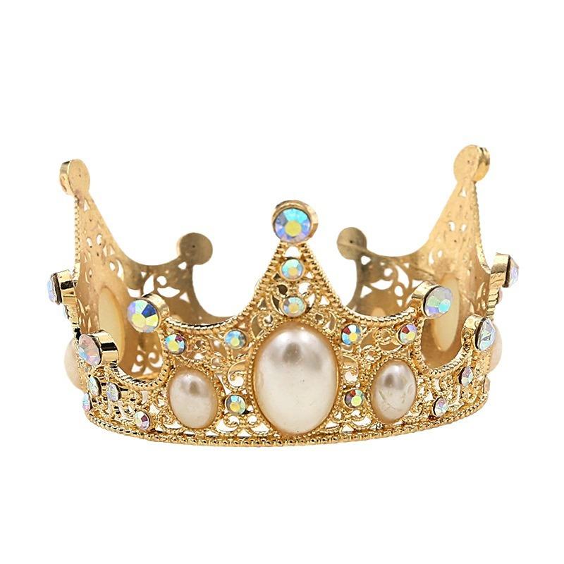 Sedmidílná ozdoba na pečení dortu kulatá korunka dárek k Valentýnu čelenka svatební šperky dětská korunka do vlasů drahokamy perly