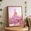 Disney digital oil painting fantasy castle floral garden landscape art handmade diy gift home decoration