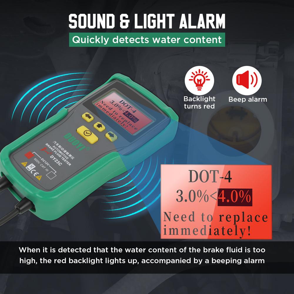DY23C Auto Bremsflüssigkeitstester Genaues Testwerkzeug für Auto Digitalanzeige Automobil Bremsflüssigkeit Wassergehaltsprüfwerkzeug