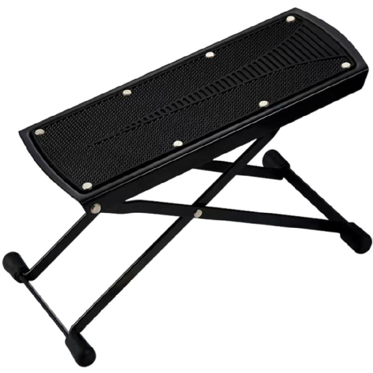 Steel Reinforced Guitar Foot Stool 6 Adjustable Positions Foldable Frame Slip Resistant Rubber Base For Enhanced Comfort