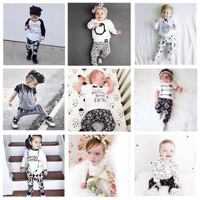 Spring & Summer INS Style Baby & Kids Short Sleeve Printed T-Shirt and Pants Set
