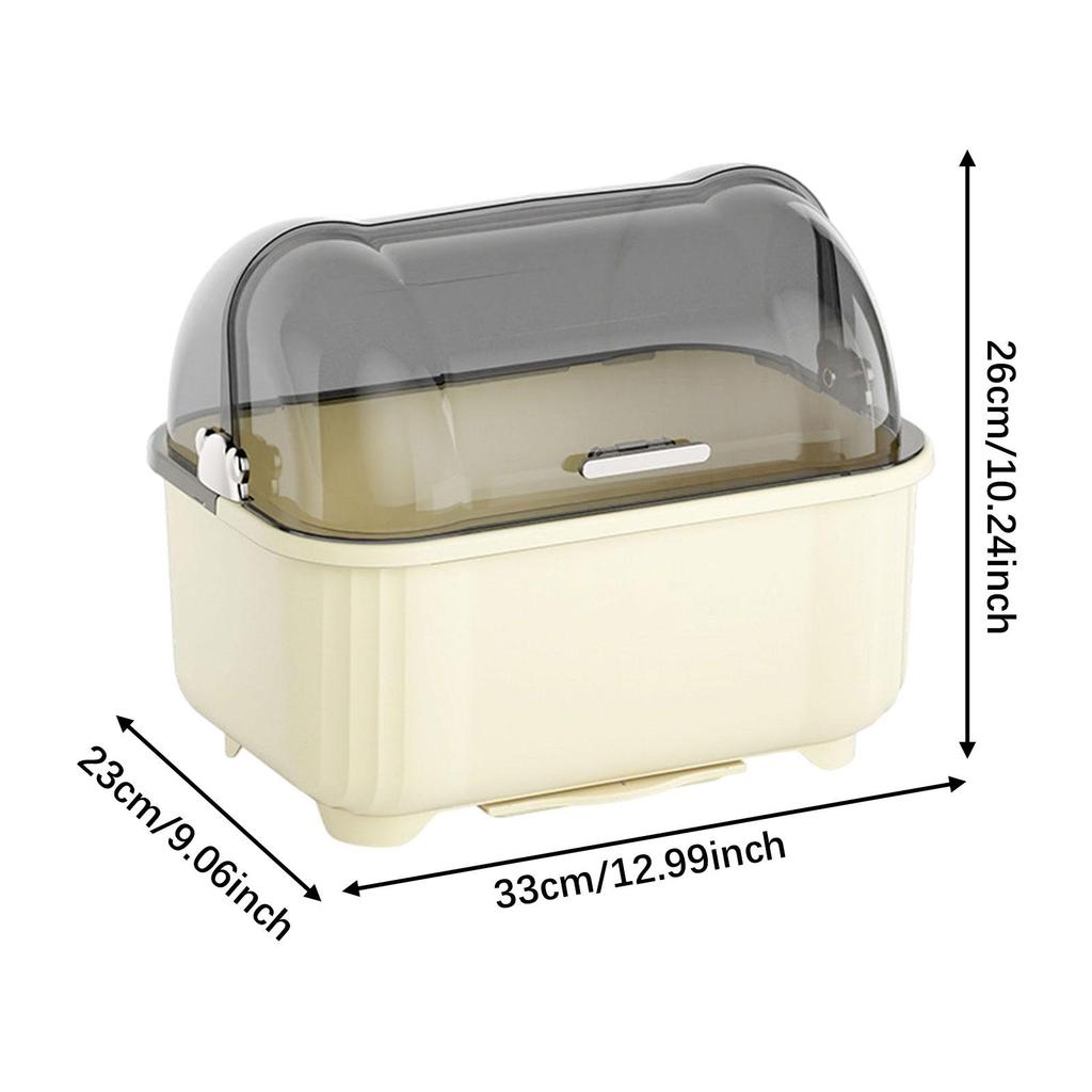 Dustproof Dish Drainer Rack with Pull Out Tray Tableware Drying Organizer Bowl Plate Cup Holder for Kitchen Countertop Storage
