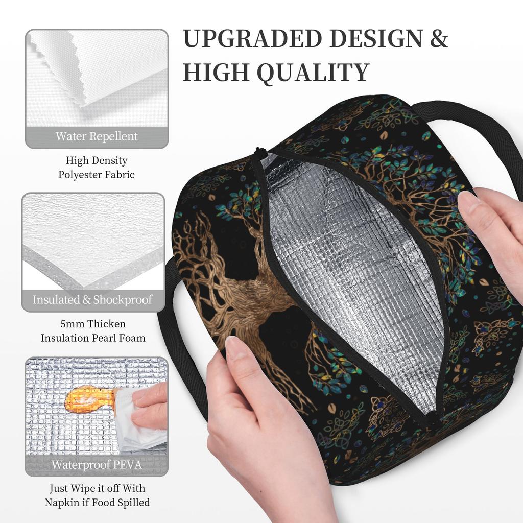 Tree of Life Insulated Lunch Bags Thermal Bag Reusable,Lunch Container Ragnar Lagertha Large Tote Lunch Box Food Handbags