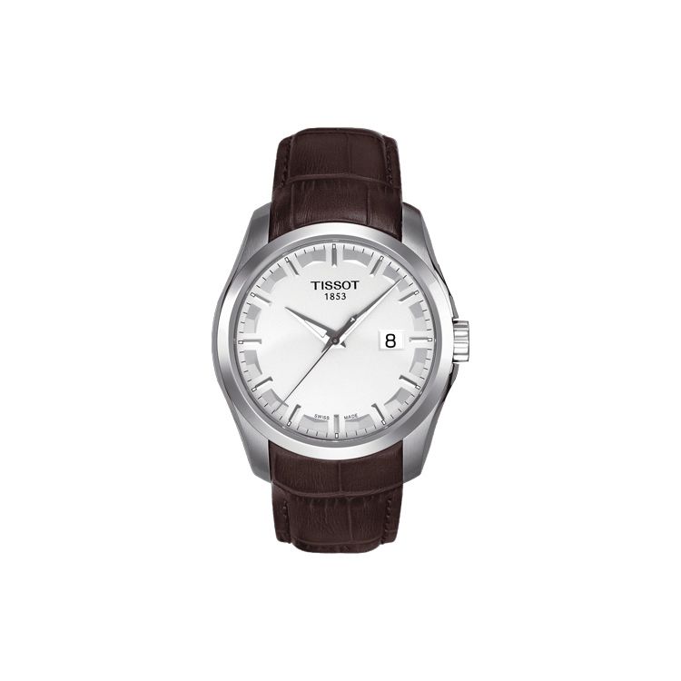 

Tissot Kutu Series Quartz Movement 100 Meters Water Resistant Watch 39 Mm White Dial Stainless Steel Case Leather Strap Men watches T0354101603100 Silver Dial
