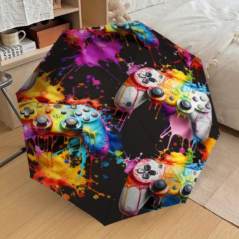 1pc Gamer Splash Pattern Umbrella Design Automatic Opening and Closing Umbrella, High-quality Travel Umbrella,  C1128237