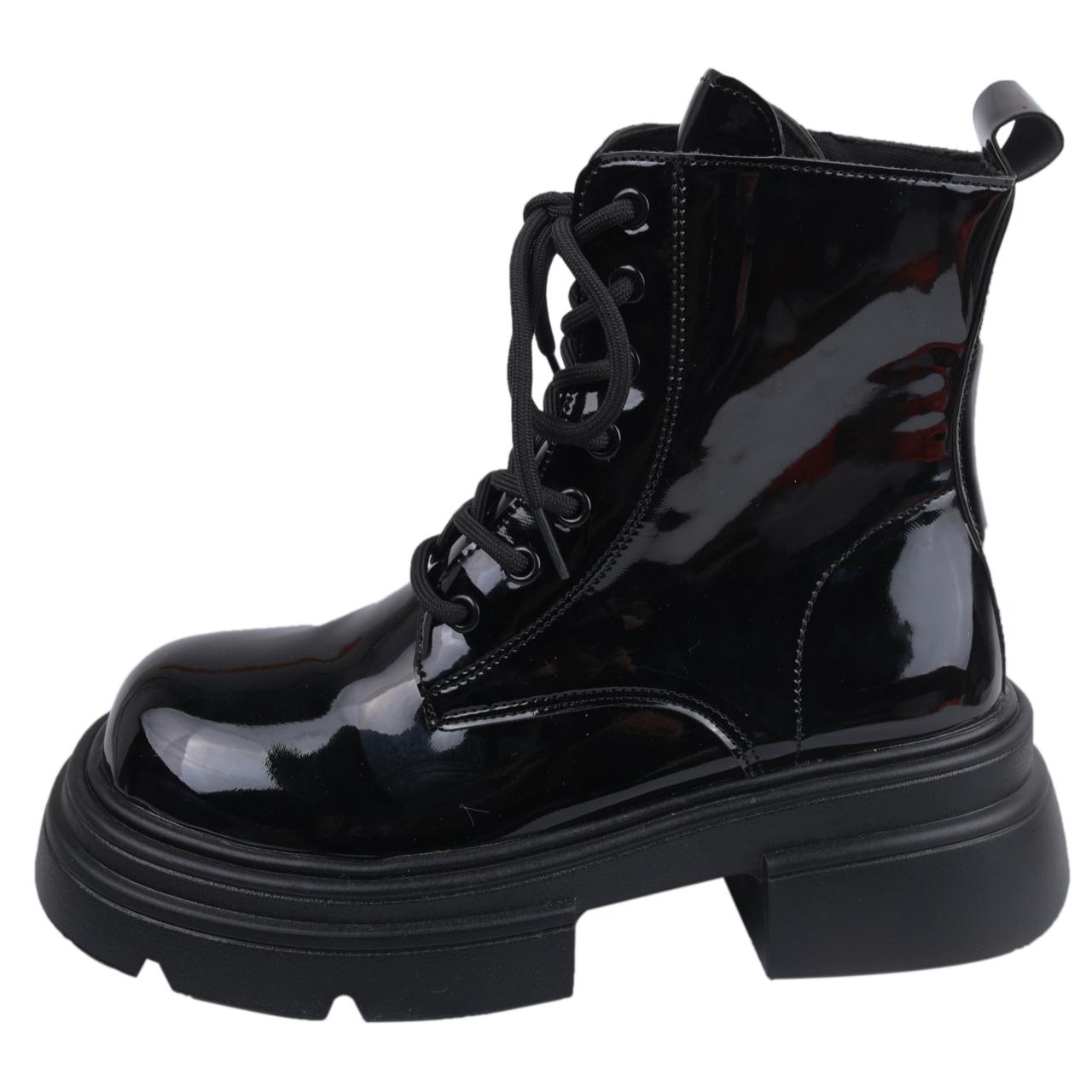 

Черные лакированные женские сапоги с круглым носком на платформе, женские ботильоны, розовые ботинки на шнуровке в байкерском стиле, модная готическая обувь 40 чёрный