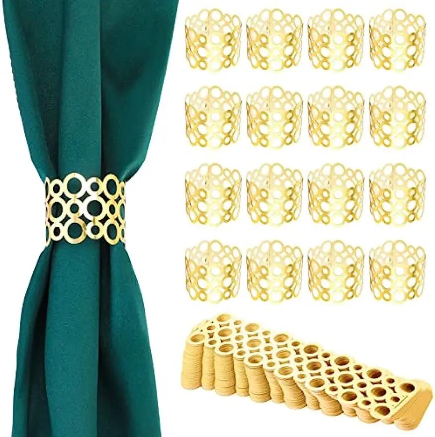 50 Pcs Gold Leaves Napkin Buckle, Reflective Gold Leaf-Shaped Paper Napkin Holder Rings For Dinner Party Celebration Table Decor
