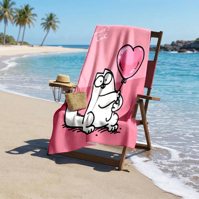 Simon'S Cat Fashion Beach Towel: Ideal for Summer Adventures Soft, absorbent and quick drying suitable for swimming and bathing