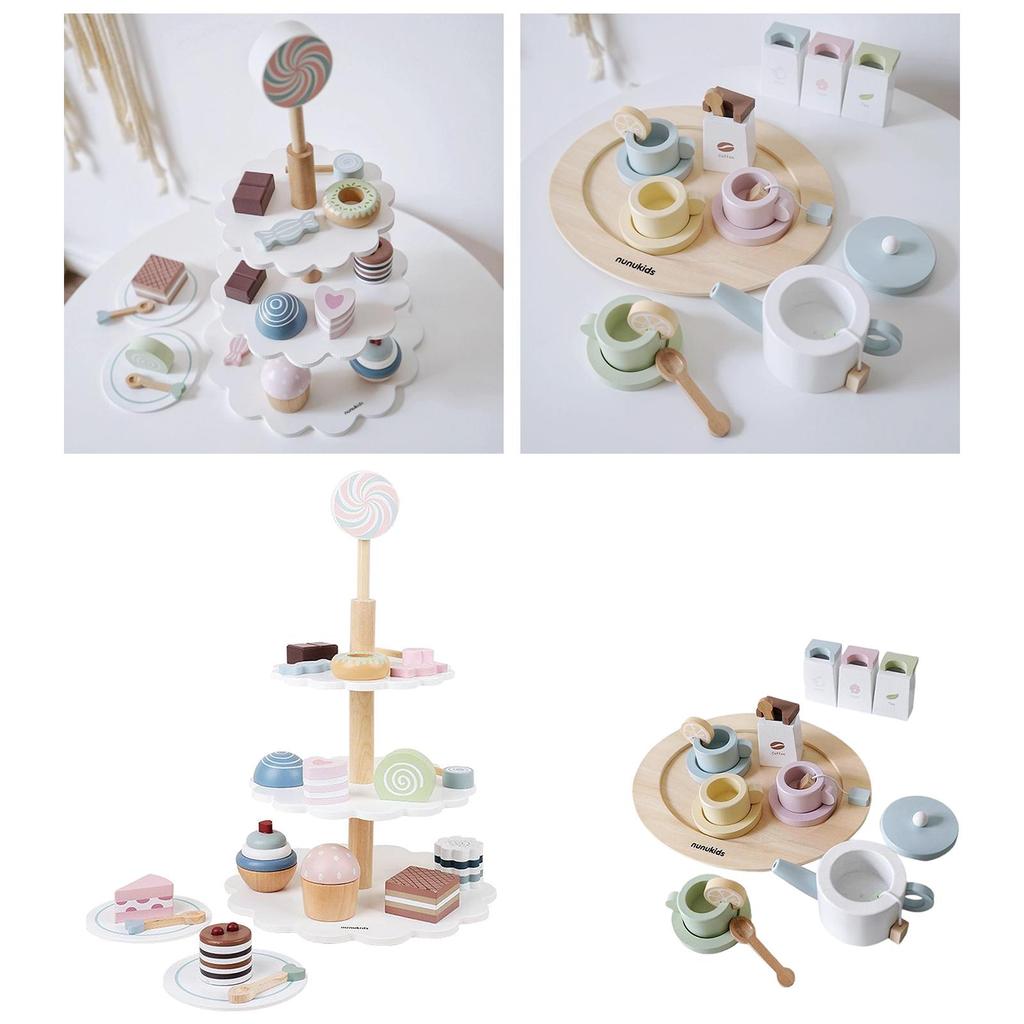 2 Pretend Food Set Play Desserts Cake and Donuts - Birthday Gifts Toy for Boys, Girls,