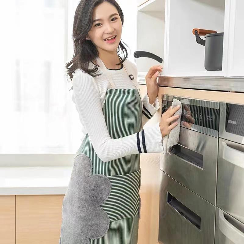 Apron women's home kitchen waterproof and oil-proof gown work clothes men's cooking special belt hand towel