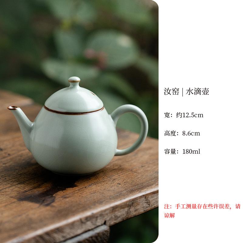 Teiera in Ceramica Cinese Blu Ru Fatta a Mano Pentola Aperta Xishi Bollitore Retrò per la Preparazione del Tè con Infusore Cerimonia del Tè Kung Fu Caffè Ornamenti