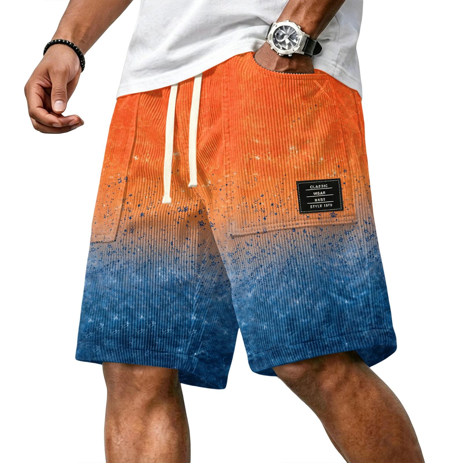

Men s Casual Corduroy Drawstring Shorts Lightweight Beachwear Hawaiian Style Relaxed Fit with Front Pockets and Adjustable Waistband XL шафрановий