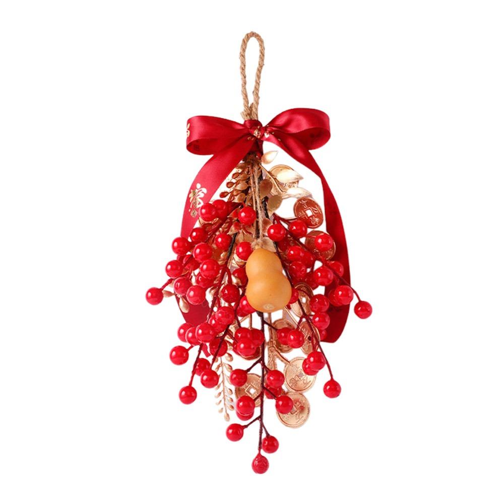 Facai Red Fruits Lucky Charm Gold&red Drop Ornaments Creative Hanging Pendent  Gift