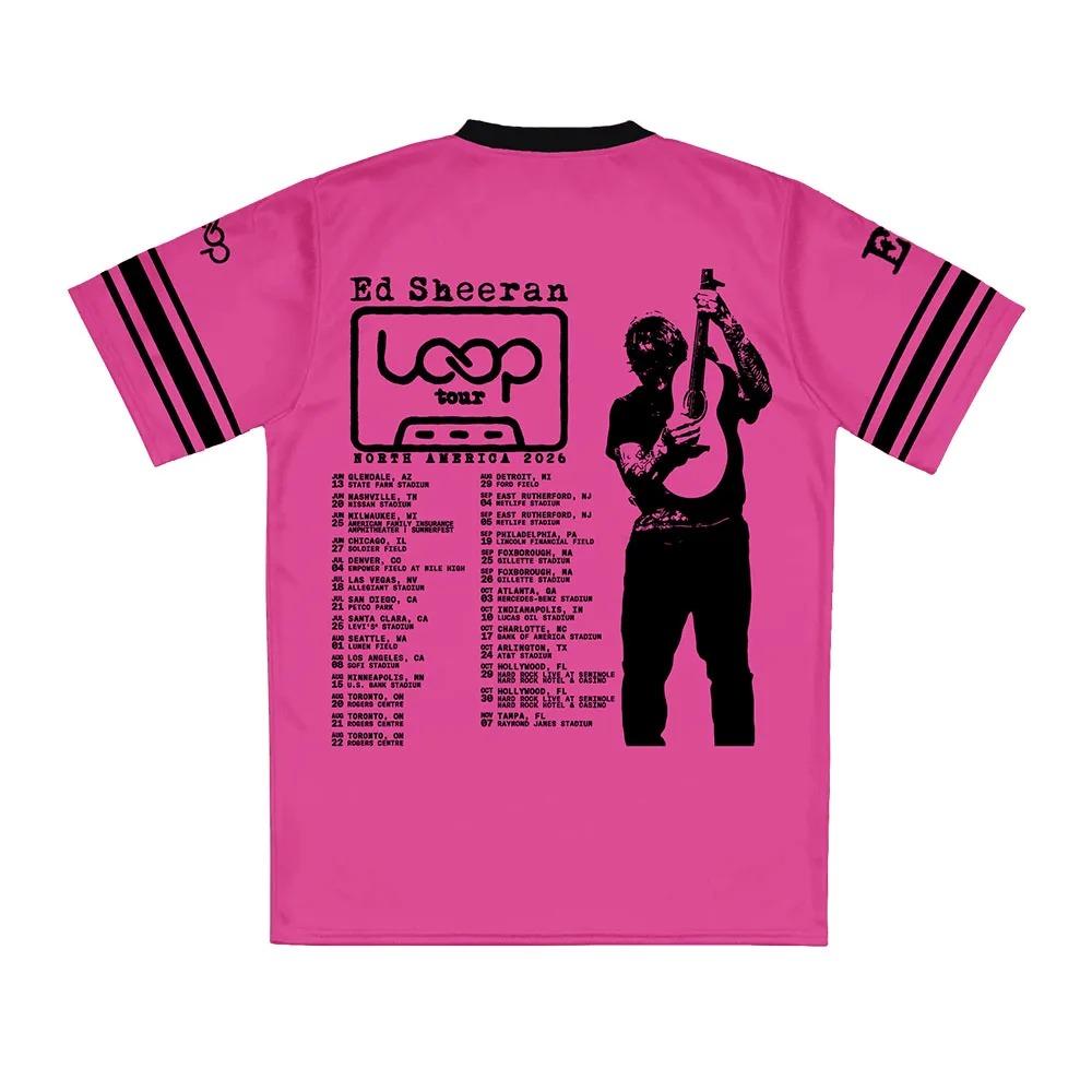 Ed Sheeran Loop Tour North America 2026 Jersey V-neck Short Sleeve Loose Male T-shirt Singer Design Graphic 3D Print Tees Merch Anime T-shirt