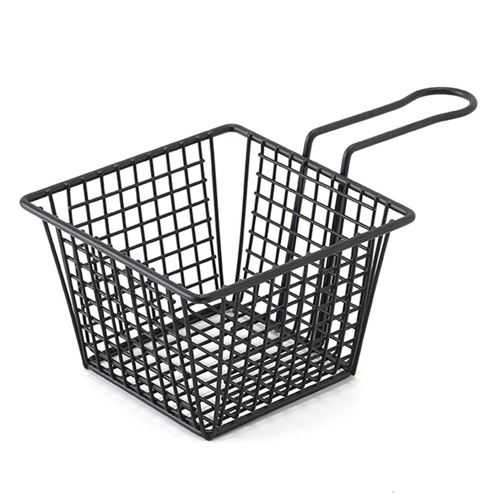 Fryer Basket Iron French Fry Holder Frying Strainer with Handle for Restaurant Home Black