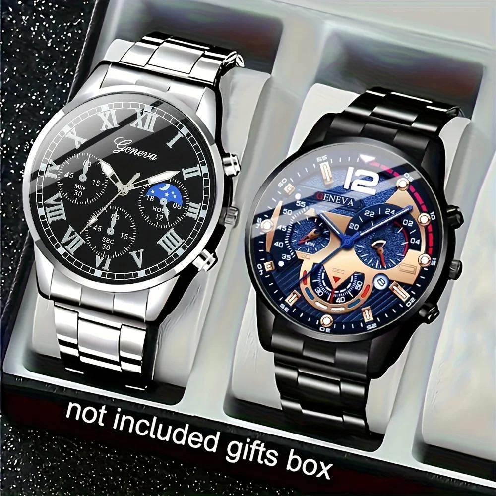 

Модные деловые спортивные кварцевые часы в сочетании с браслетом из нержавеющей стали, кварцевый механизм, подходят для ношения в различных случаях