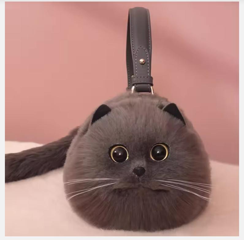 

Сумка на одне плече Жіночий дизайн Маленька чоловіча сумка-месенджер Універсальна Ручна робота Осінньо-зимова Плюшева Мила Сумка з котиком 31*17*15CM