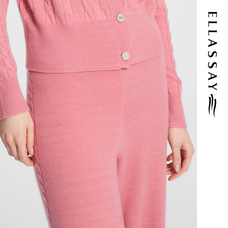 ELLASSAY Women's Merino Wool Cashmere Ribbed Knit Lounge Pants