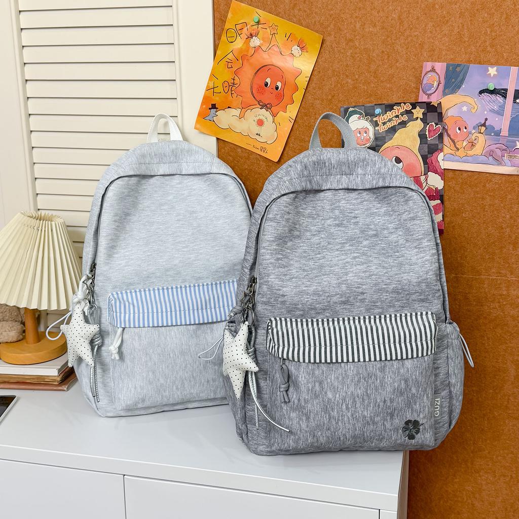 Schoolbag High Value Soft Light Gray Tone Wide Shoulder Strap Korean College Style Student Party Backpack Atmosphere Sweet Sister Small Backpack