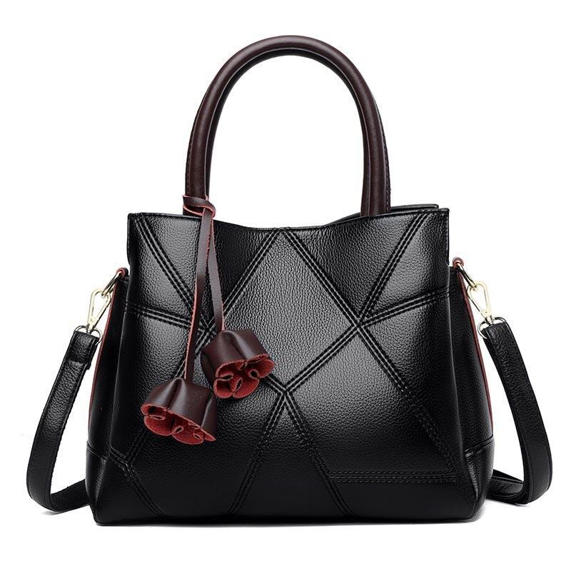 Stylish 2023 New Floral Tassel Women's Tote Bag With Large Capacity And Soft Pu Material In Black Beige And Red Colors