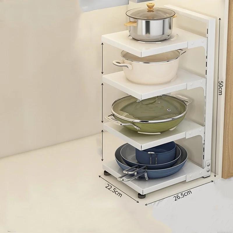 Carbon Steel Kitchen Storage Rack Multi-layer Lower Sink Cabinet Layered Pot Rack Kitchen Household Floor Lower Cabinet Storage