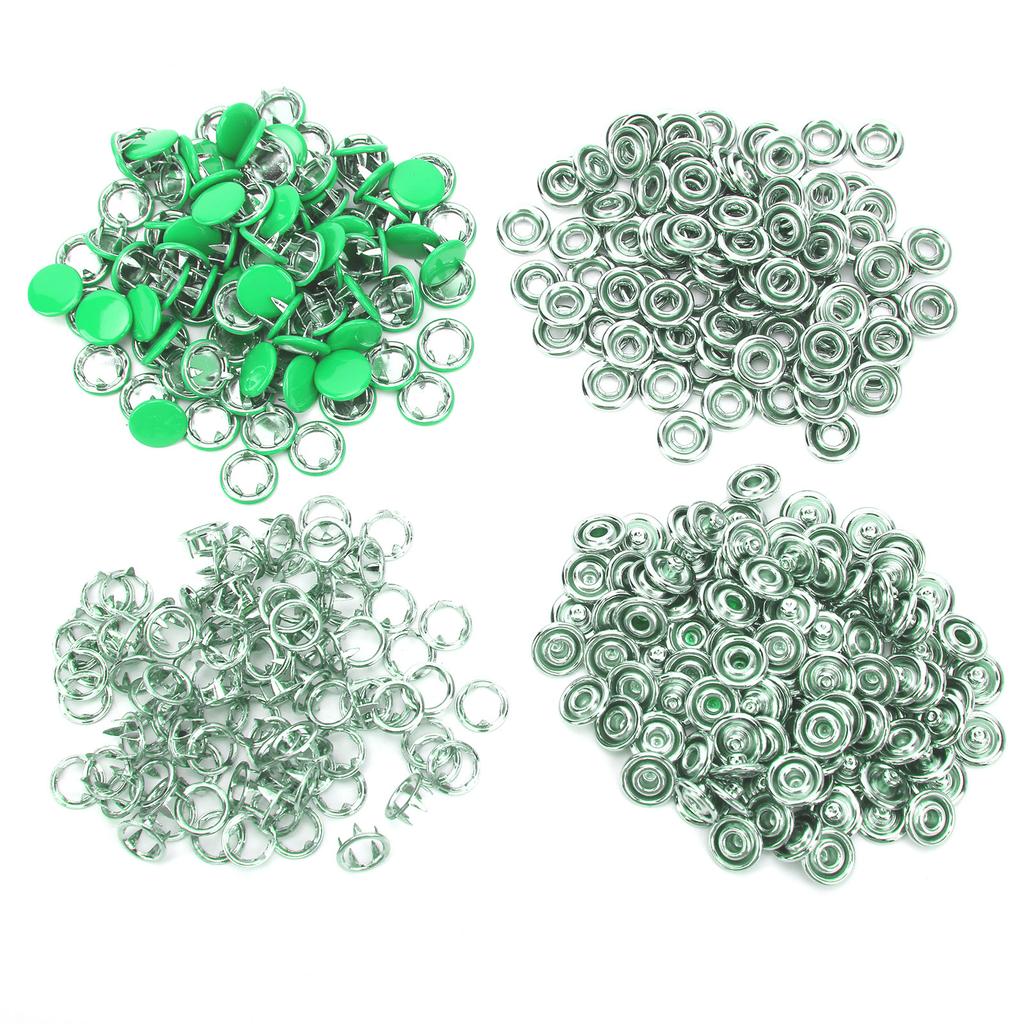100 Set Snap Button Colorful Brass Prong Press Stud Sewing Fasteners with Installation Tool