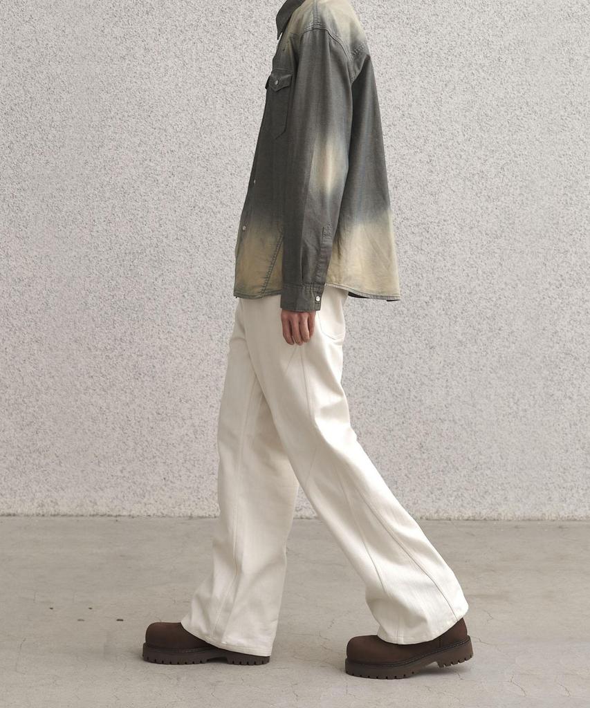 SENTAIR Dart Wide Flare Cotton Pants_Ivory