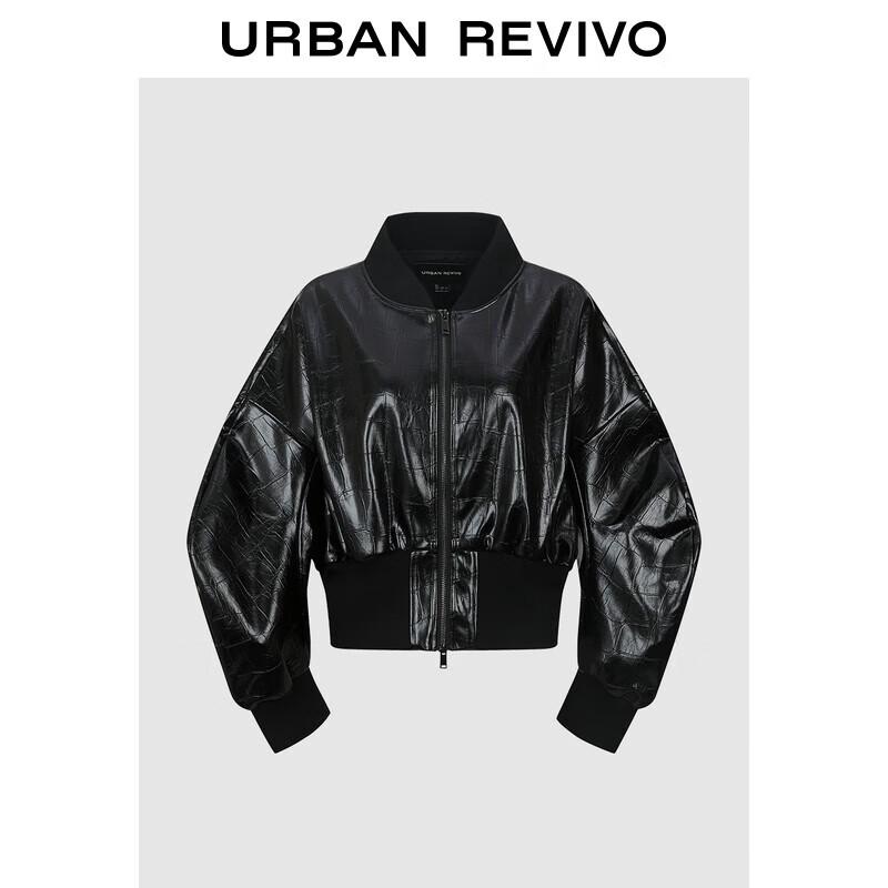 

UR Women s Retro Textured Double Zipper Short Jacket S