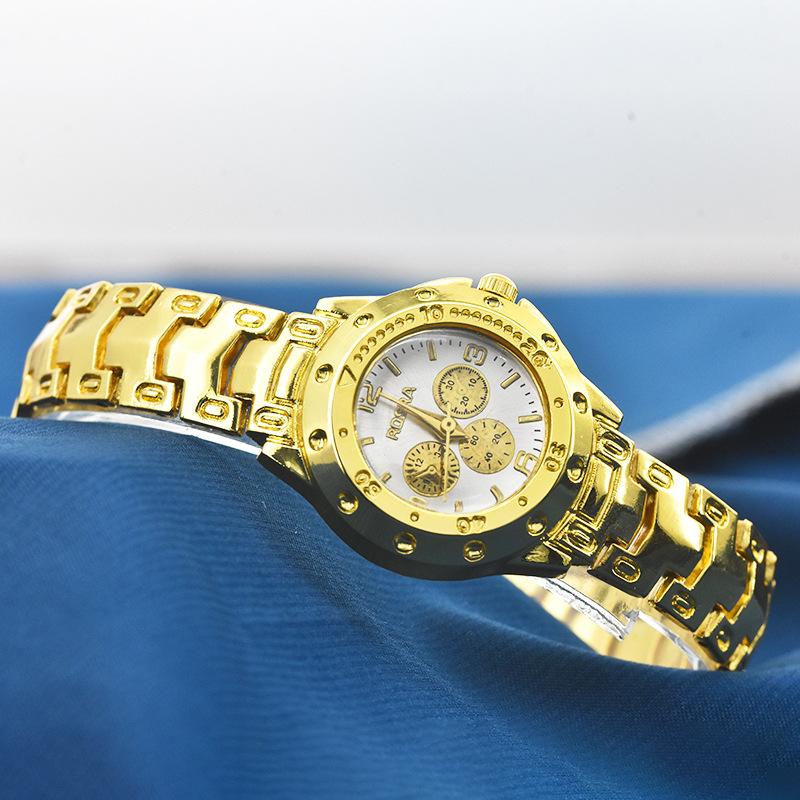 Herren Business Uhren Mode Stahlband Herren und Damen Luxus Gold Lässig Paar Uhren Drei Augen Zifferblatt Armbanduhr