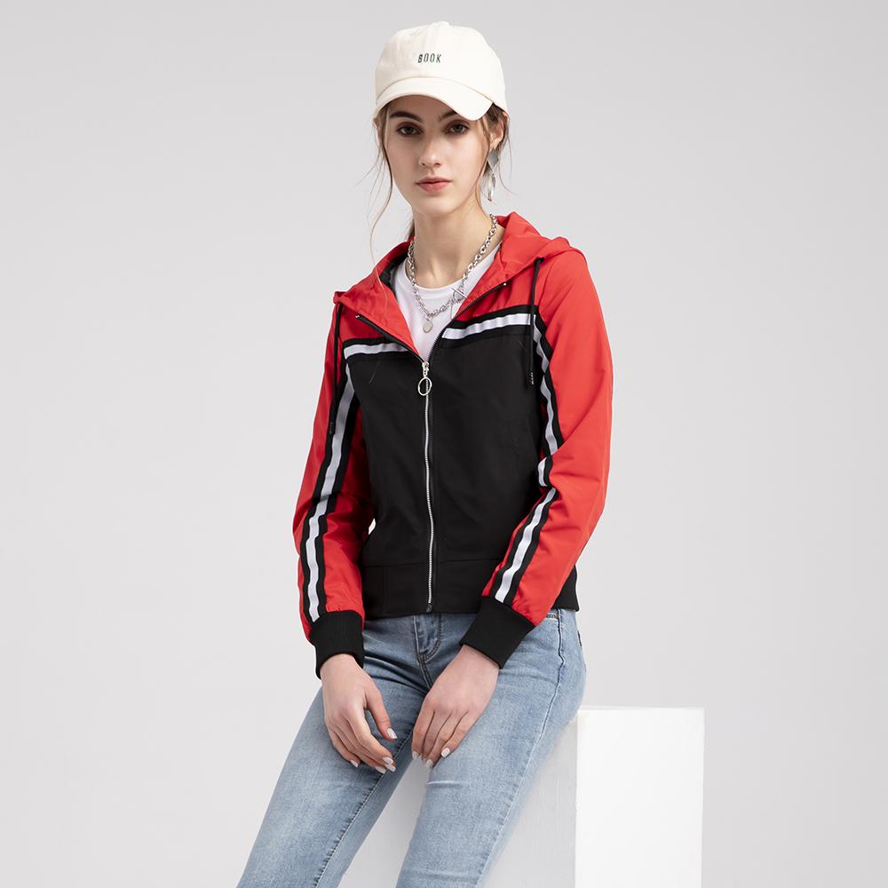 Women’s Jackets Drawstring Hooded Long Sleeve Windcheaters Zip Up Light Weight Trench Coat Windproof Outdoor Hiking Running Sports Outer Wear