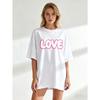 Women's Short-Sleeve T-Shirt with Pink Border 3D "LOVE" Letter Print