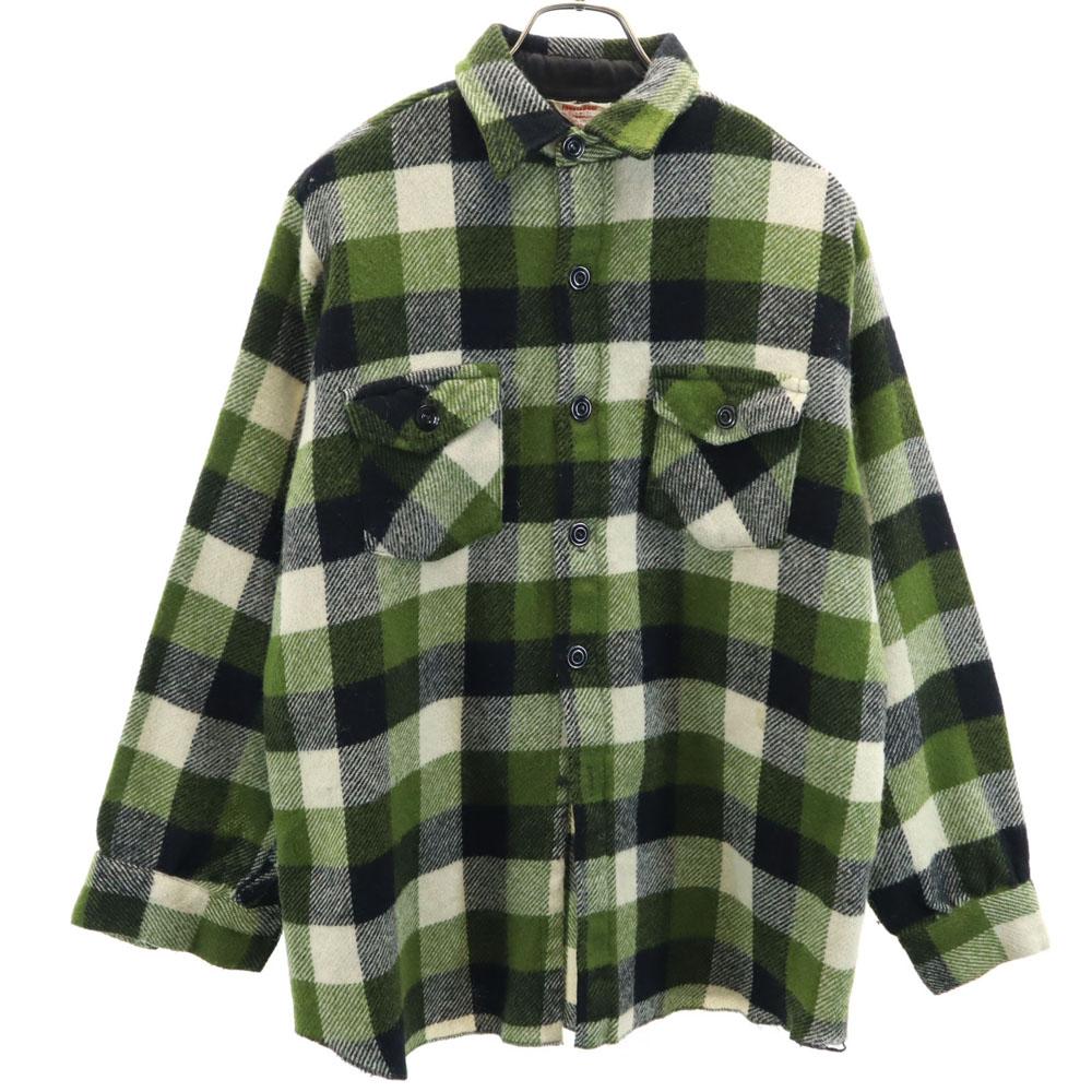 FROSTPROOF 60s 70s Vintage USA made wool blend Check Pattern Long sleeve Wool shirt Men's Used